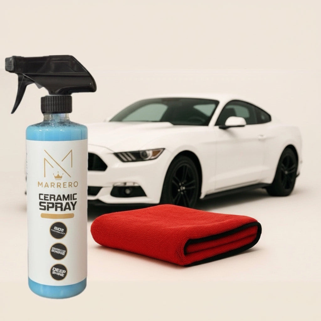Ceramic Spray + Microfiber Towel Kit – Car Detailing Shine, Hydrophobic SiO2